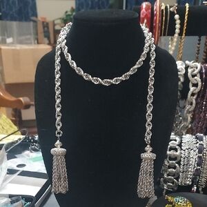 RARE Vintage Monet Double Tassel Necklace Scarf 40 inches